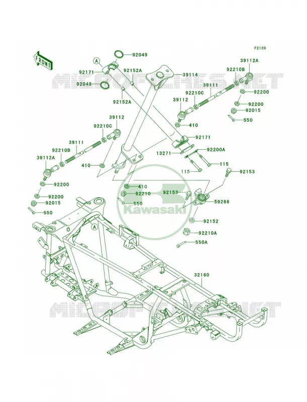 Frame Kawasaki QUAD 360 2004 Prairie 360  KVF360-B2