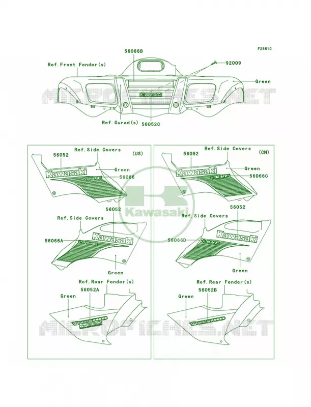 DecalsGreenA2 Kawasaki QUAD 700 2004 Prairie 700 4x4  KVF700-A1