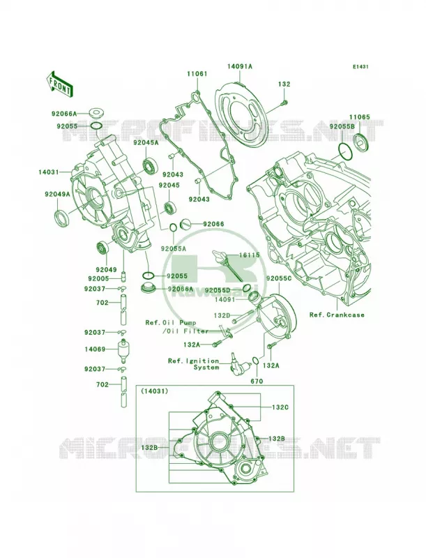 Engine Covers Kawasaki QUAD 700 2004 Prairie 700 4x4  KVF700-A1