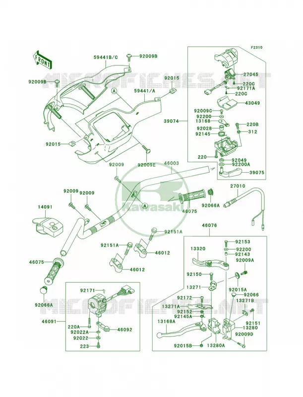 Handlebar Kawasaki QUAD 700 2004 Prairie 700 4x4  KVF700-A1