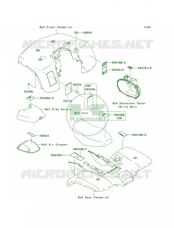 LabelsB1 Kawasaki QUAD 700 2004 Prairie 700 4x4 Hardwoods Green HD  KVF700-B1