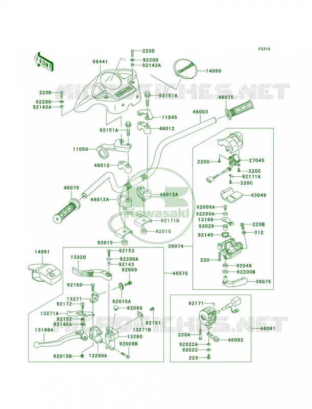 Handlebar Kawasaki QUAD 360 2003 Prairie 360 4X4  KVF360-A1