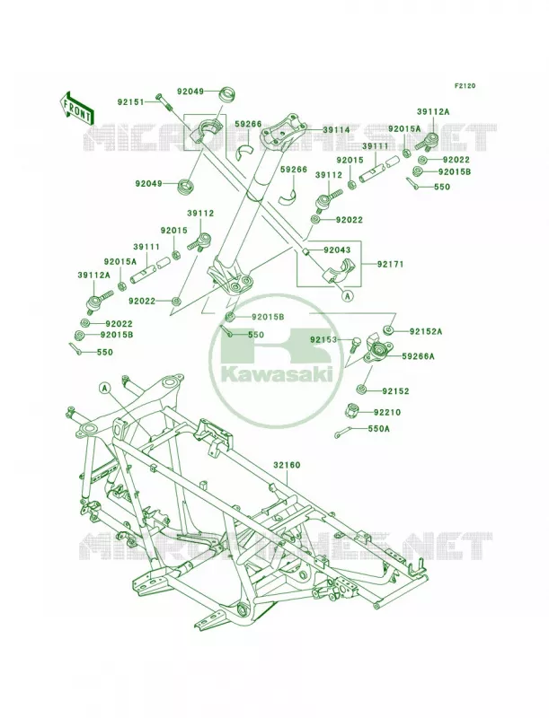 Frame Kawasaki QUAD 650 2003 Prairie 650 4X4  KVF650-A2