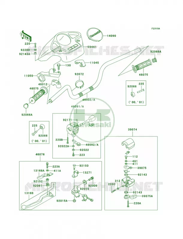 HandlebarD2-D4 Kawasaki QUAD 400 2002 Prairie 400  KVF400-D4