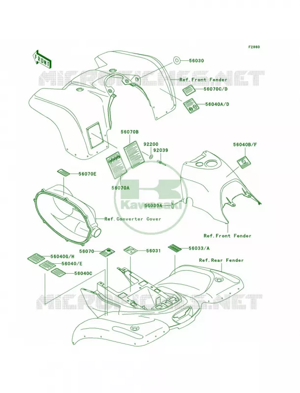 Labels Kawasaki QUAD 400 2002 Prairie 400  KVF400-D4