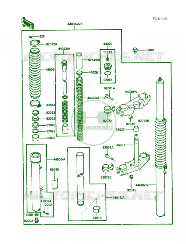 Front Fork Kawasaki MOTOS 200 1986 KDX200  KDX200-C1