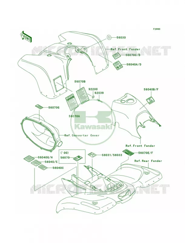 Labels Kawasaki QUAD 300 2001 Prairie 300 4X4  KVF300-A3