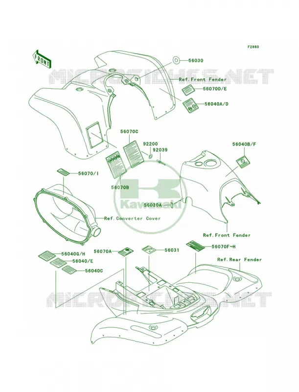Labels Kawasaki QUAD 400 2001 Prairie 400 4X4  KVF400-C3
