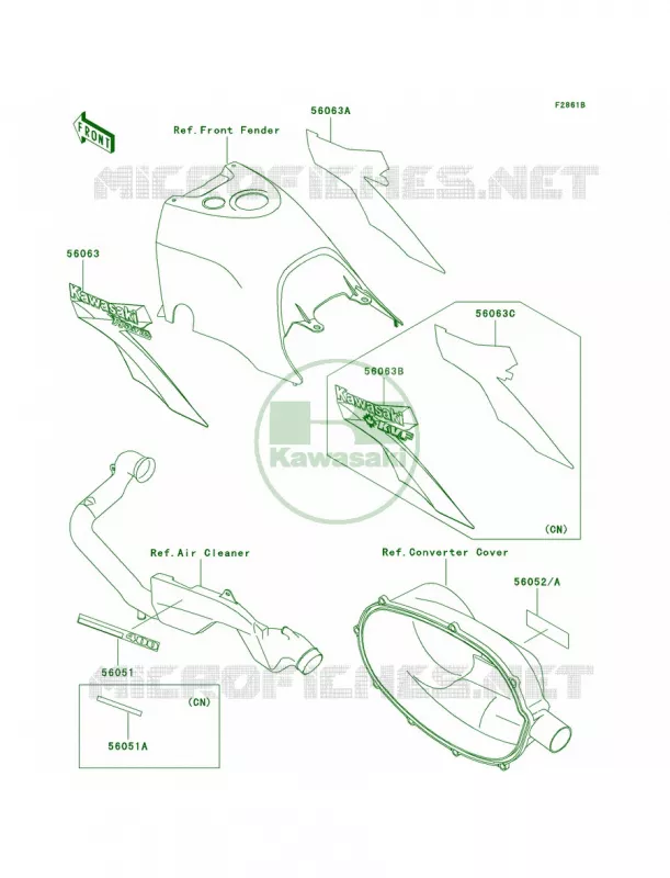 DecalsGreenD2 Kawasaki QUAD 400 2001 Prairie 400  KVF400-D3