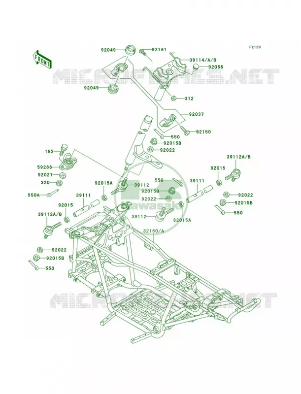 Frame Kawasaki QUAD 400 2001 Prairie 400  KVF400-D3