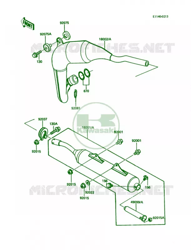 Mufflers Kawasaki MOTOS 80 1986 KDX80  KDX80-C3