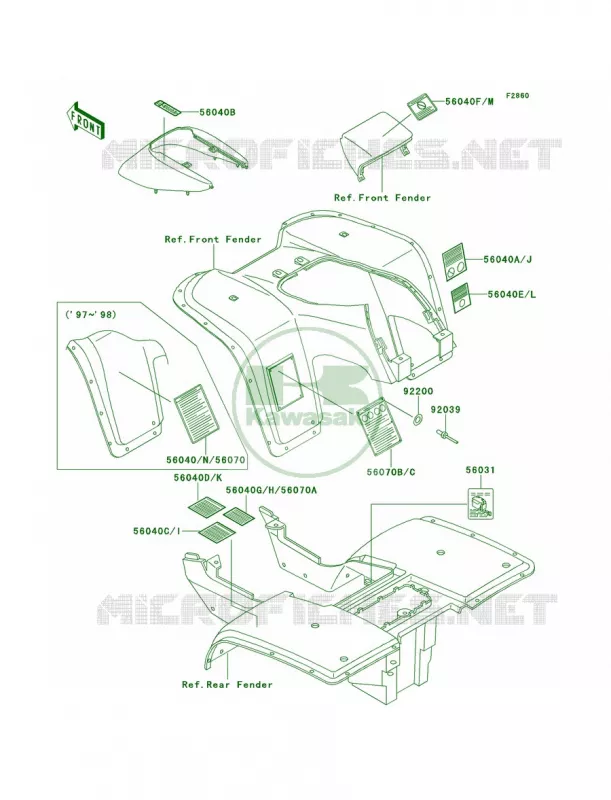 Labels Kawasaki QUAD 300 2000 Bayou 300  KLF300-B13