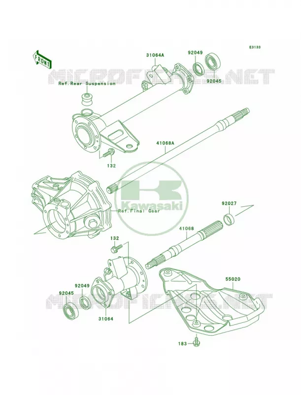 Rear Axle Kawasaki QUAD 300 2000 Bayou 300  KLF300-B13