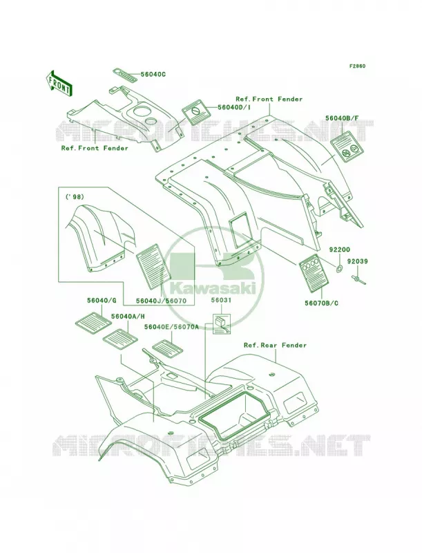 Labels Kawasaki QUAD 300 2000 Bayou 300 4X4  KLF300-C12