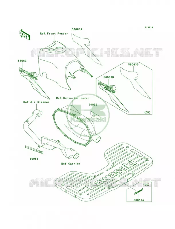 DecalsGreenA2 Kawasaki QUAD 300 2000 Prairie 300 4X4  KVF300-A2