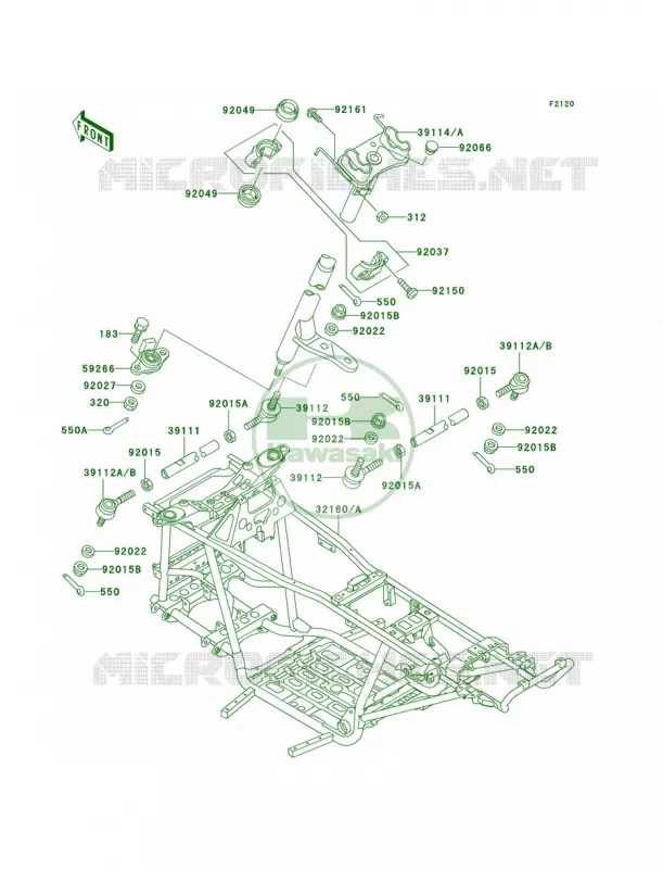 Frame Kawasaki QUAD 300 2000 Prairie 300 4X4  KVF300-A2
