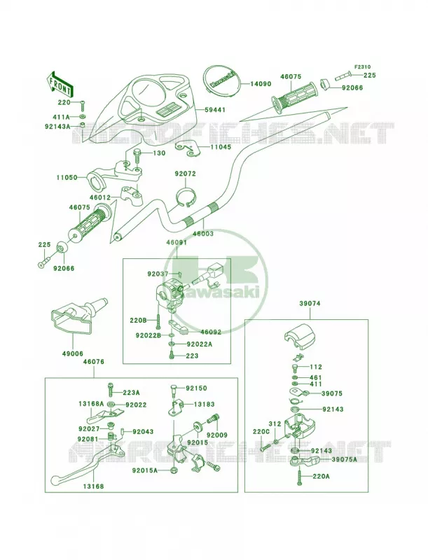 HandlebarB1 Kawasaki QUAD 300 2000 Prairie 300  KVF300-B2