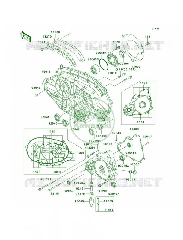 Engine Covers Kawasaki QUAD 400 2000 Prairie 400 4X4  KVF400-C2