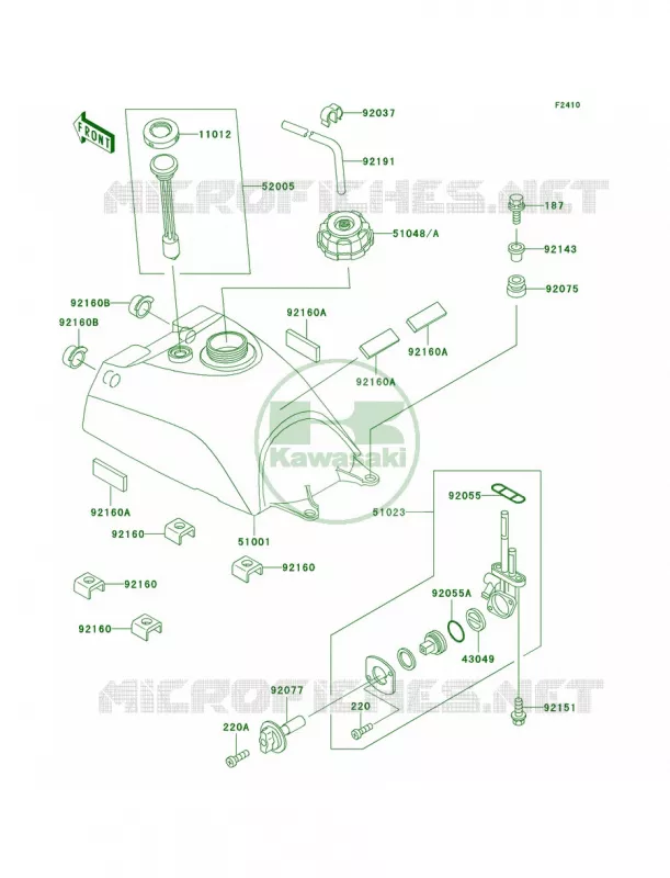 Fuel Tank Kawasaki QUAD 400 2000 Prairie 400 4X4  KVF400-C2