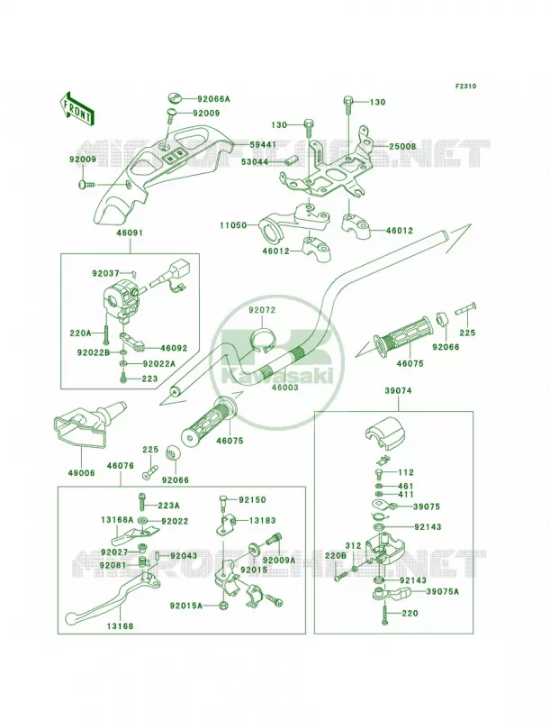HandlebarC1 Kawasaki QUAD 400 2000 Prairie 400 4X4  KVF400-C2