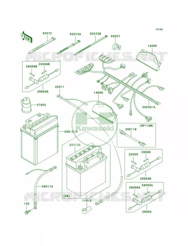 Chassis Electrical Equipment Kawasaki QUAD 400 2000 Prairie 400  KVF400-D2