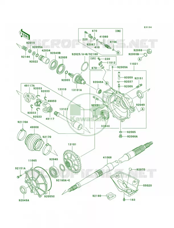 Drive Shaft Kawasaki QUAD 400 2000 Prairie 400  KVF400-D2