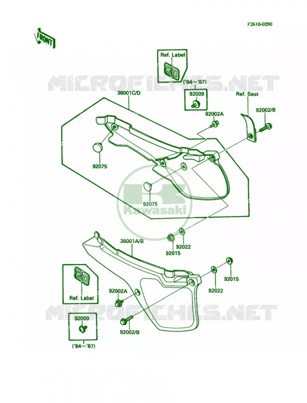Side Covers Kawasaki MOTOS 80 1985 KDX80  KDX80-C2