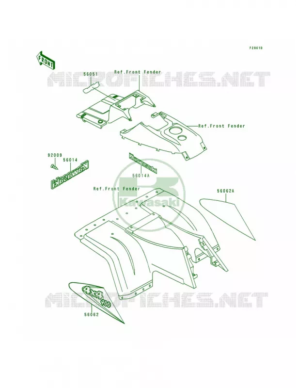 DecalsGreenKLF400-B6 Kawasaki QUAD 400 1999 Bayou 400 4X4  KLF400-B7