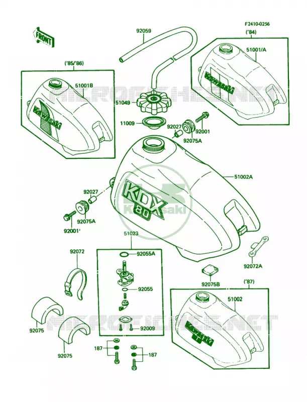 Fuel Tank Kawasaki MOTOS 80 1984 KDX80  KDX80-C1