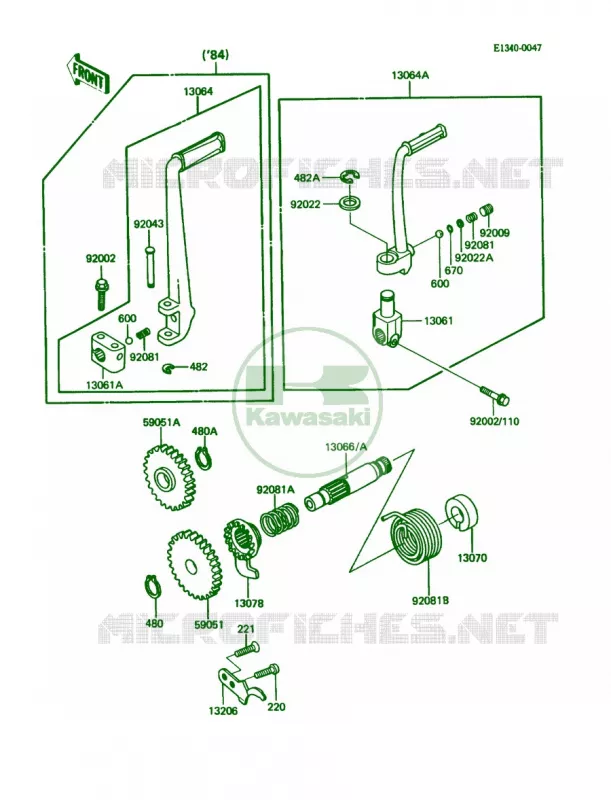 Kickstarter Mechanism Kawasaki MOTOS 80 1984 KDX80  KDX80-C1