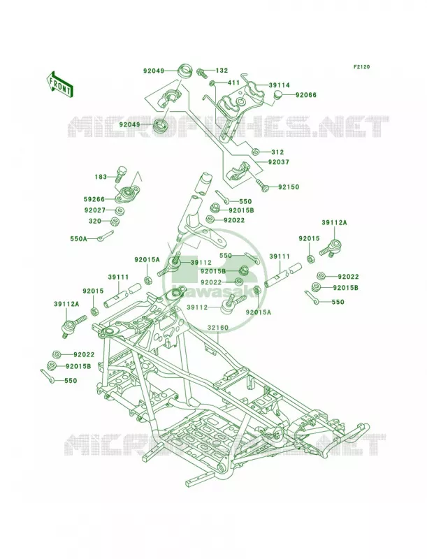 Frame Kawasaki QUAD 400 1998 Prairie 400 4X4  KVF400-A2