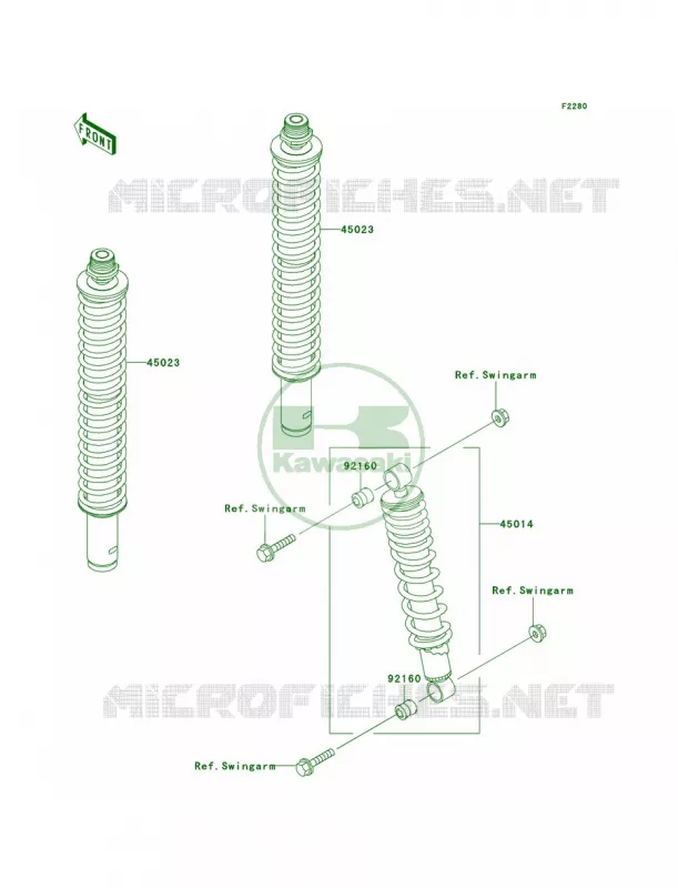 Shock Absorbers Kawasaki QUAD 400 1997 Prairie 400 4X4  KVF400-A1