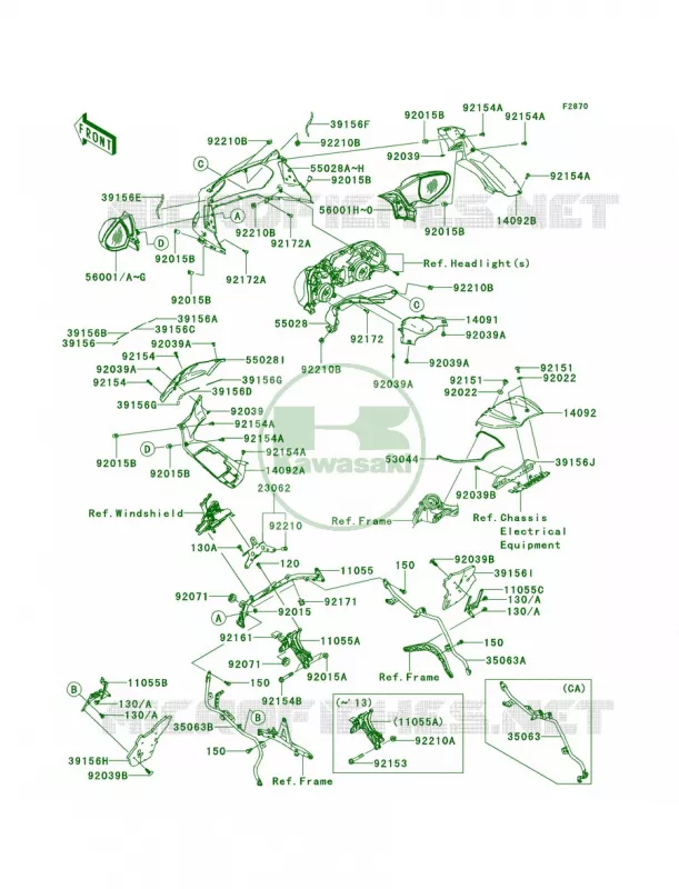 CowlingUpper Kawasaki MOTOS 1400 2014 Concours 14 ABS  ZG1400CEF