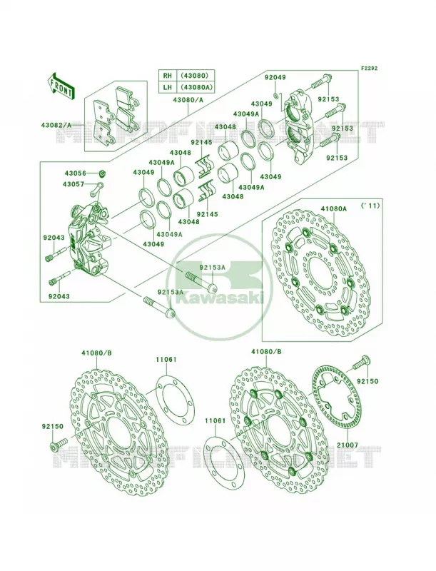 Front Brake Kawasaki MOTOS 1400 2014 Concours 14 ABS  ZG1400CEF