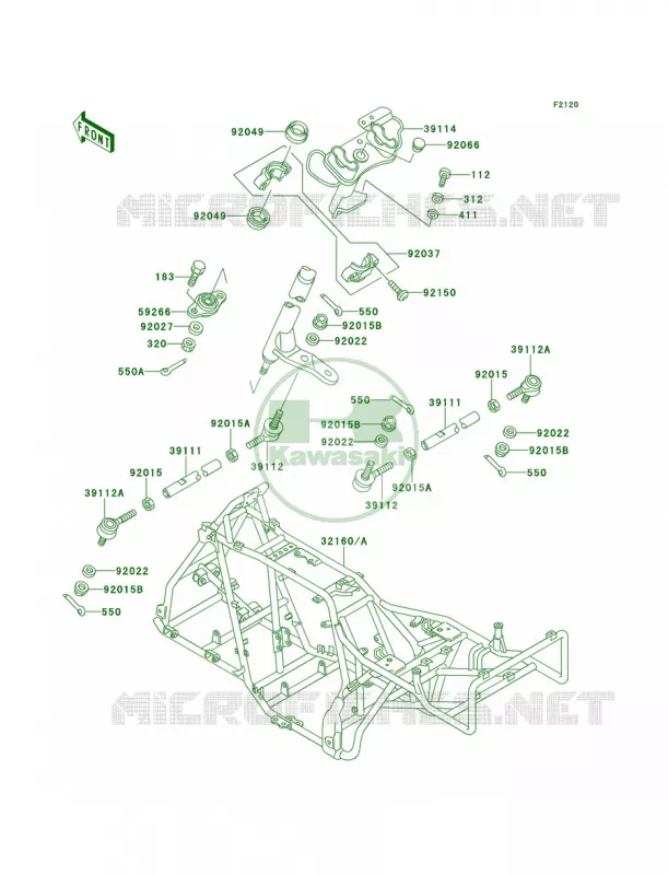 Frame Kawasaki QUAD 300 1996 Bayou 300 4X4  KLF300-C8