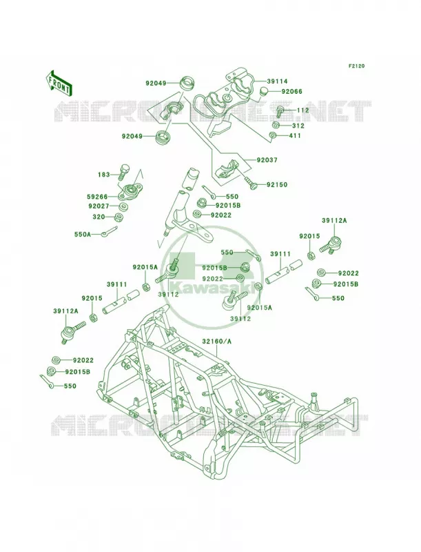 Frame Kawasaki QUAD 300 1995 Bayou 300 4X4  KLF300-C7