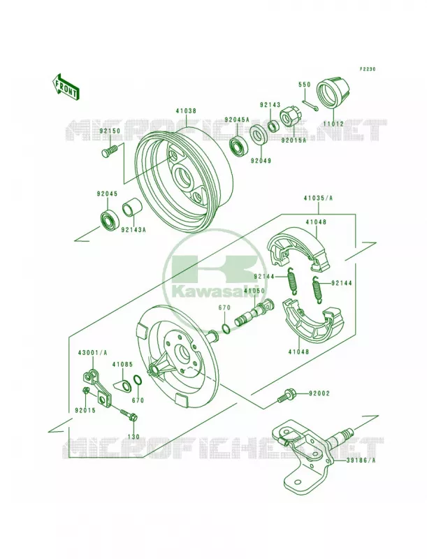 Front Hub Kawasaki QUAD 220 1994 Bayou 220  KLF220-A7