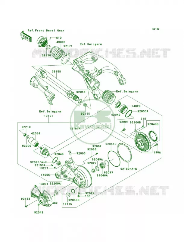 Drive ShaftFinal Gear Kawasaki MOTOS 1400 2013 Concours 14 ABS  ZG1400CDF