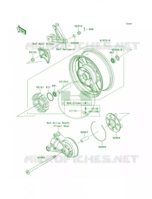 Rear WheelChainCAF-CDF Kawasaki MOTOS 1400 2013 Concours 14 ABS  ZG1400CDF