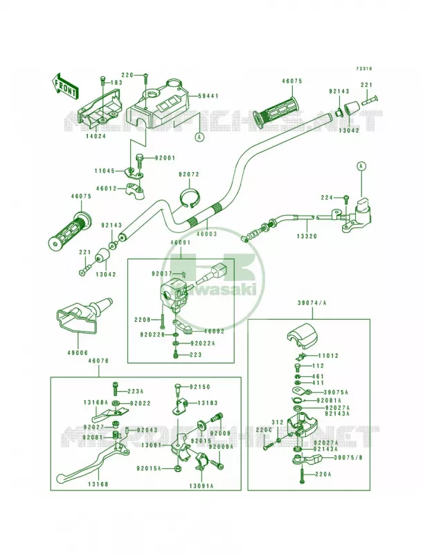 Handlebar Kawasaki QUAD 400 1994 Bayou 400 4X4  KLF400-B2