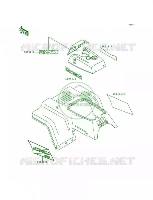 DecalsKLF220-A5 Kawasaki QUAD 220 1992 Bayou 220  KLF220-A5