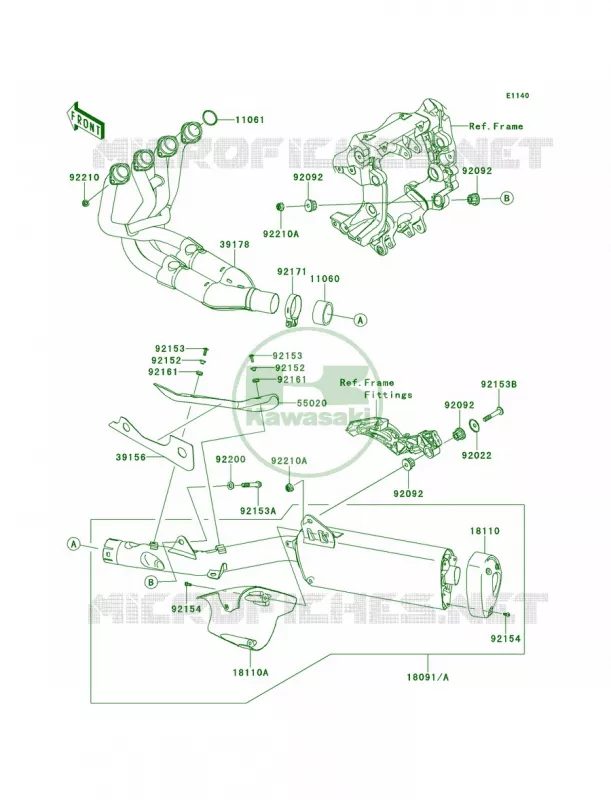 Mufflers Kawasaki MOTOS 1400 2012 Concours 14 ABS  ZG1400CCF