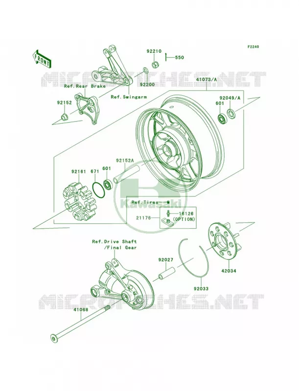Rear WheelChainCAF-CDF Kawasaki MOTOS 1400 2012 Concours 14 ABS  ZG1400CCF