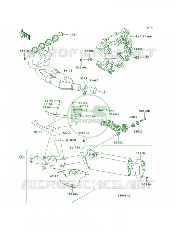 Mufflers Kawasaki MOTOS 1400 2011 Concours 14 ABS  ZG1400CBF