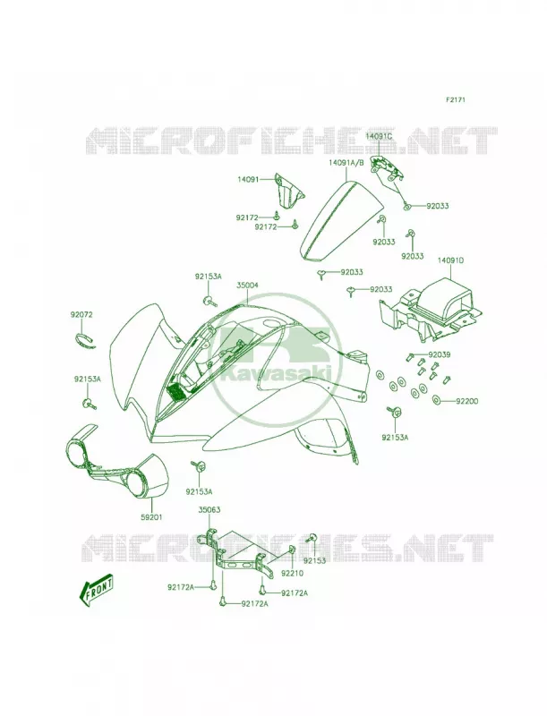 Front Fenders Kawasaki QUAD 90 2012 KFX90  KSF90ACF