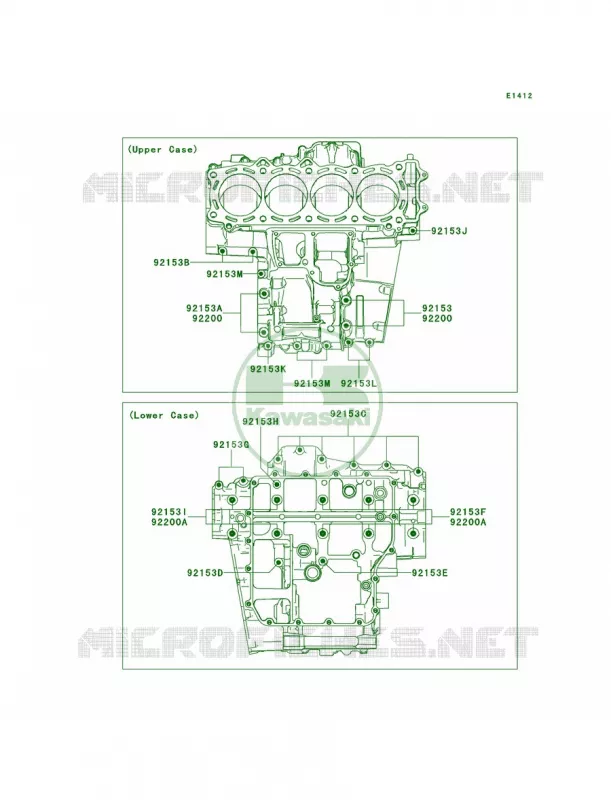 Crankcase Bolt Pattern Kawasaki MOTOS 1400 2010 Concours 14 ABS  ZG1400CAF