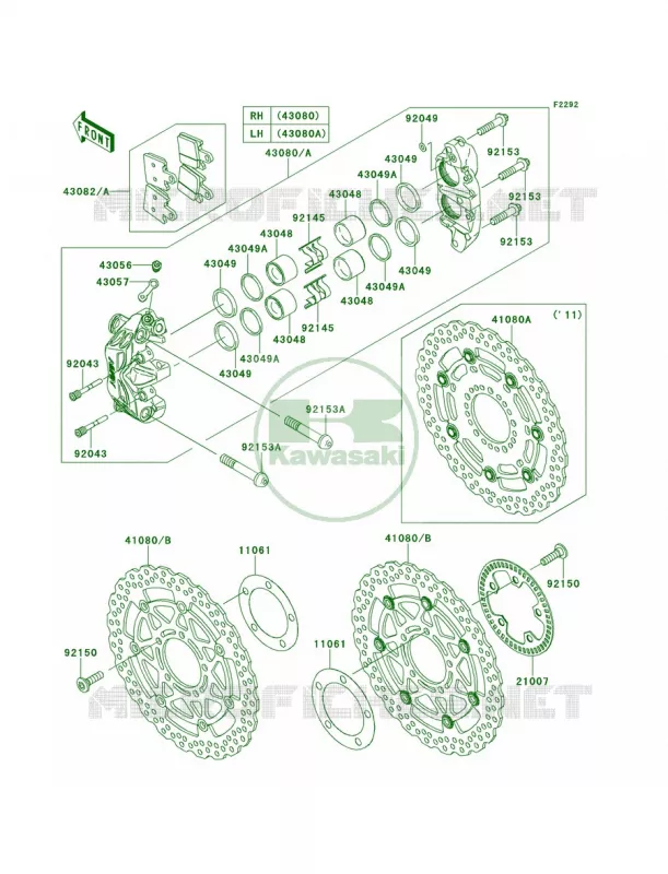 Front Brake Kawasaki MOTOS 1400 2010 Concours 14 ABS  ZG1400CAF