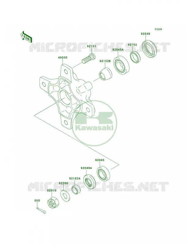 Front Hub Kawasaki QUAD 450 2009 KFX450R  KSF450B9F