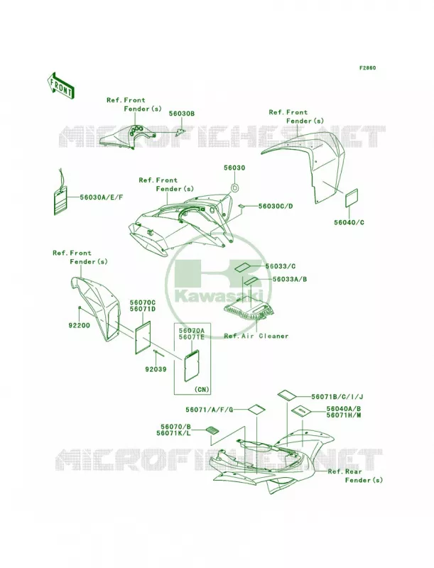Labels Kawasaki QUAD 450 2009 KFX450R  KSF450B9F
