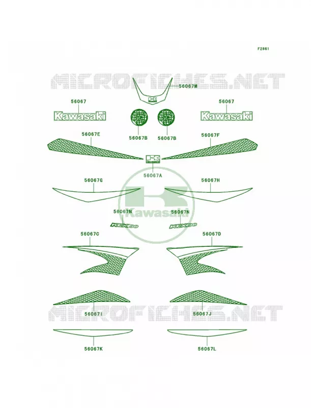 DecalsGreenA7F Kawasaki QUAD 90 2008 KFX90  KSF90A8F
